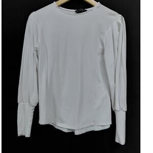 THIRD White Long Sleeve Top Solid Knit Women Size M